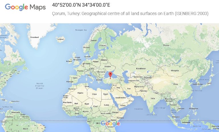 Google ve NASA ortak çalışmasıyla Dünya'nın kütle çekim merkezi hesaplanmıştır.

Sonuç, Çorum merkez çıkmıştır