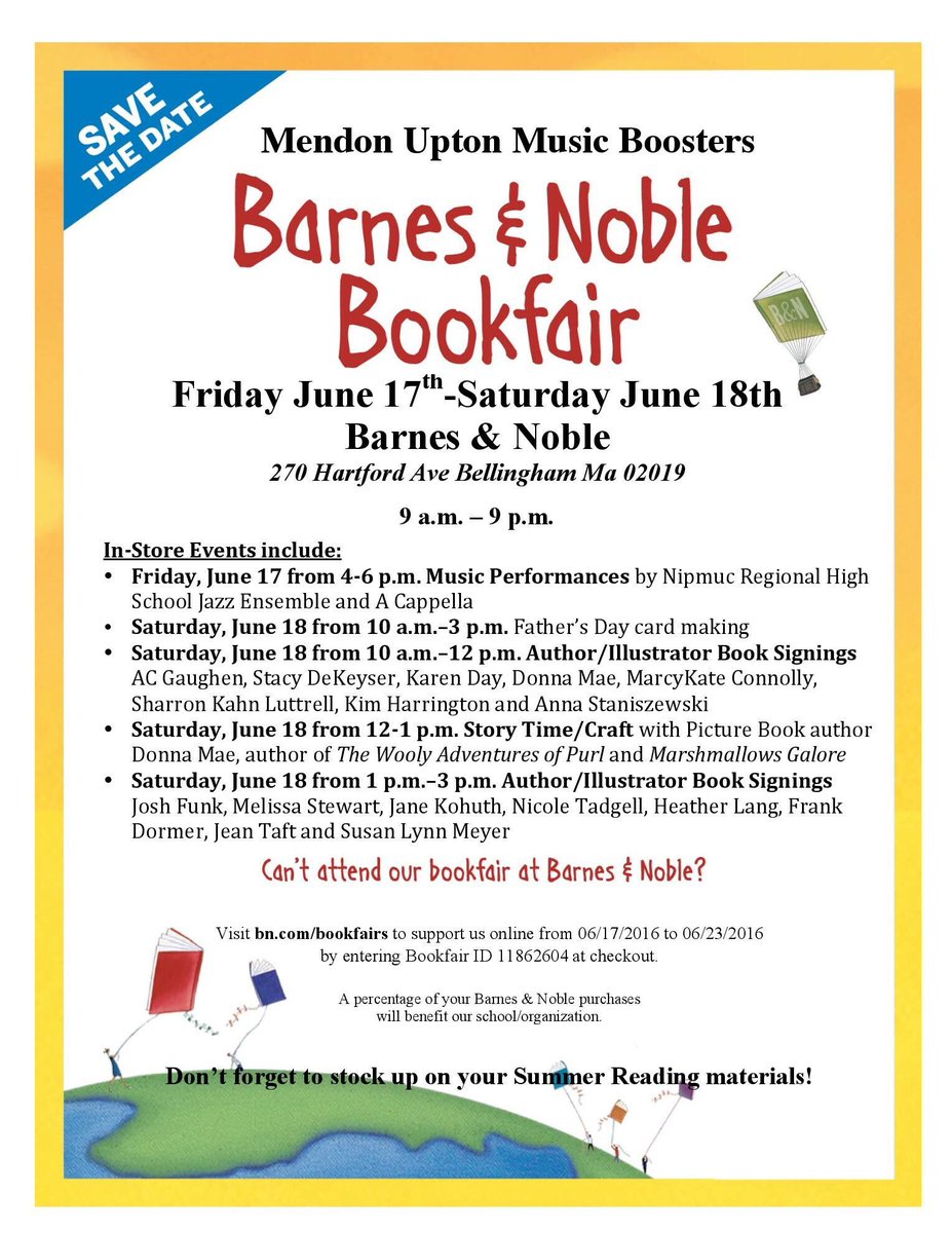 NipmucBand's tweet photo. Come to Barnes and Noble in Bellingham this Friday and Saturday for in-store events to benefit the music program! 📚 https://t.co/Bv1VzgzTEN