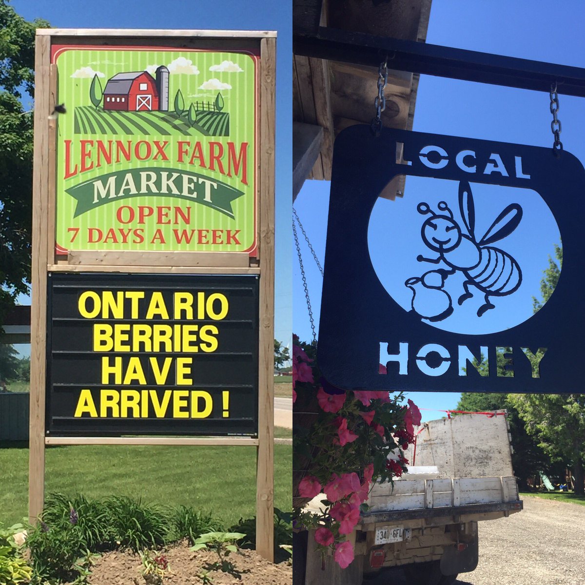 OspreyBeekeeper's tweet photo. ..hey ur #raw #local #honey is here 😊 ....#berries n more @FarmLennox #loveONTfood https://t.co/pjHE1hVOOX