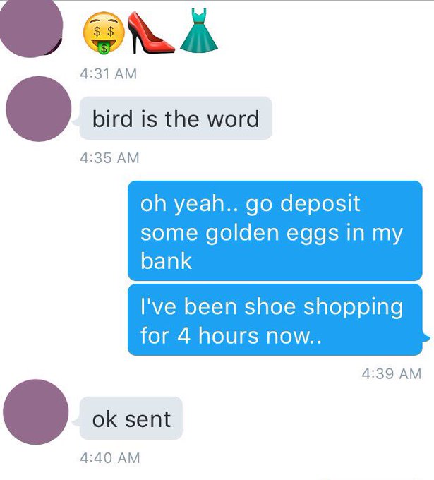 Have you heard? Bird is the word. https://t.co/5x7aHEQ681<a href="/tag/mindfuck"class="tags"><span>#mindfuck</span></a><a href="/tag/findom"class="tags"><span>#findom</span></a><a href="/tag/forcedintox"class="tags"><span>#forcedintox</span></a>