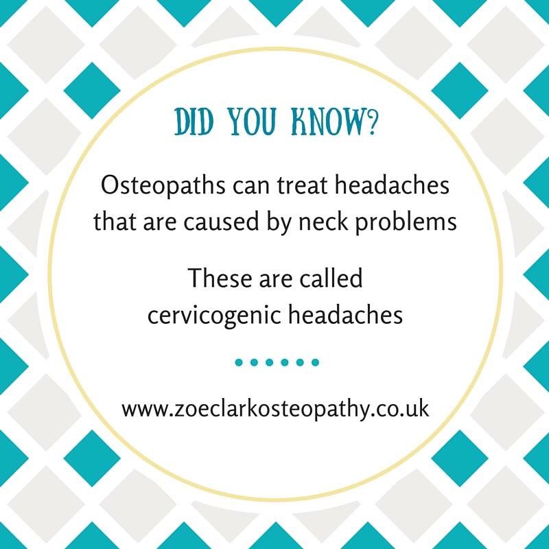 ZoeClarkOsteo's tweet photo. Did you know #Osteopaths can treat #headaches caused by neck problems?! It's #notjustbacks we treat 😉 https://t.co/Sn5SY1jNmO