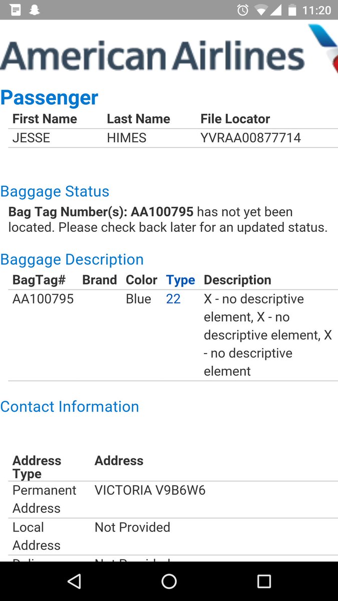 JesseHimes's tweet photo. I love getting mixed information from @AmericanAir. My things are lost. My things are on the way. Who knows? https://t.co/cNdW3r0DDX