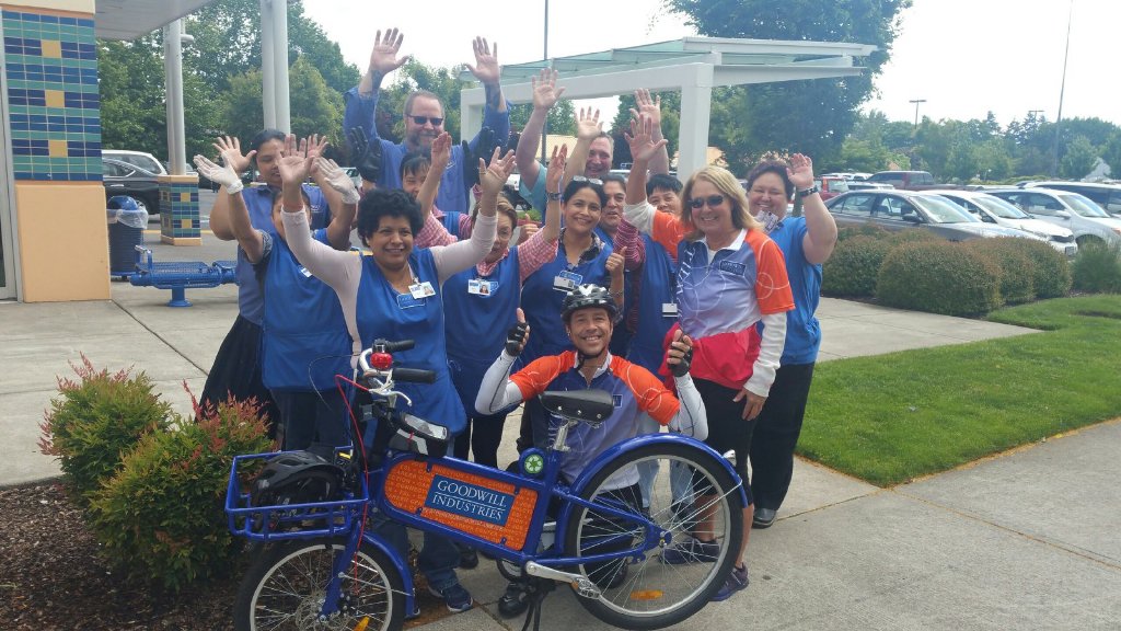 meetgoodwill's tweet photo. @dudeitsICE Leo&amp;Betsy get tail wind to Gresham Goodwill. #goodtoride ETA Sandy Goodwill 2:00 pm! #PDX https://t.co/5xENxSnBUc