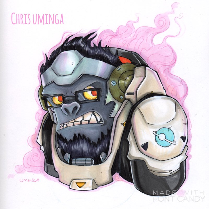 Uminga720's tweet image. Sketching #winston today from @PlayOverwatch.Check out @Chrissie_Zullo &amp;amp; @BillyFowler 's sketches too.#overwach #ps4