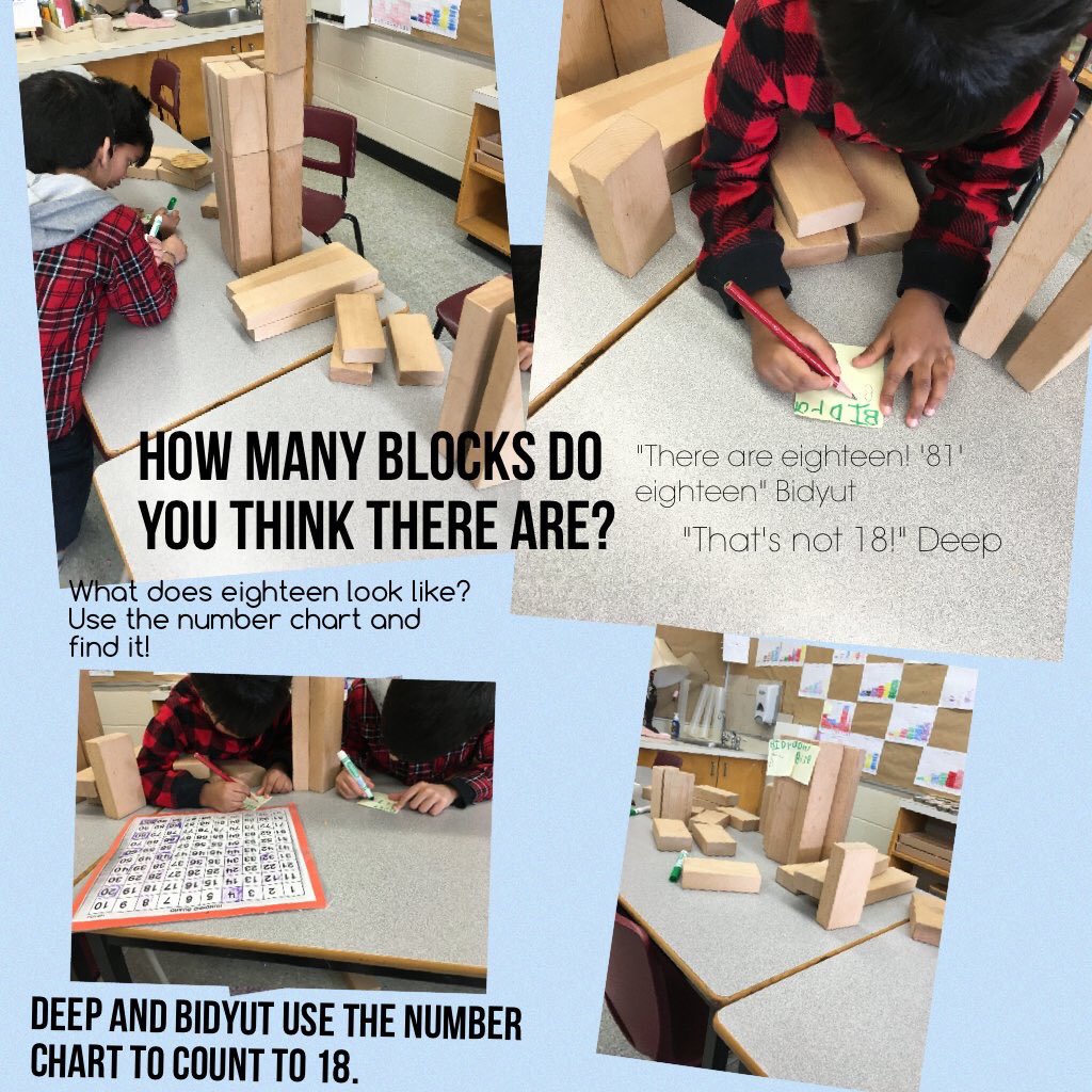 Roosloan's tweet photo. Non standard units of measurement (how tall are we in chains)counting blocks with 100 charts #mathchatONT https://t.co/sZJAurEIvz