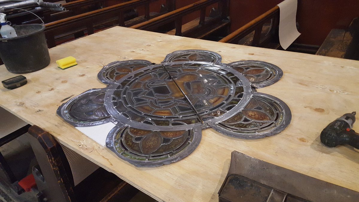 stb_dublin's tweet photo. The stained glass people are busy! https://t.co/tCczggLDIM