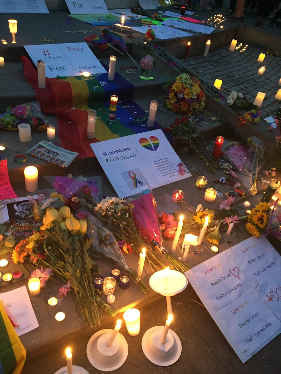 DemocracyFund's tweet photo. Grateful for @mawpf15’s vigil last night. We stand with #Orlando, survivors, and our #LGBT &amp; Muslim neighbors. https://t.co/NZ3VMdozu8