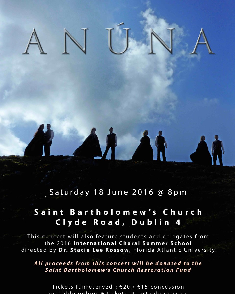 stb_dublin's tweet photo. A reminder that @Anuna_Choir will be performing at Saint Bartholomew's this Saturday at 8pm. Please share and RT! https://t.co/EmkGnogsDV