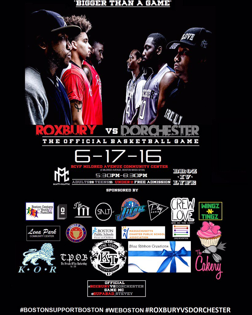 MathMatikClothn's tweet photo. @dataandme 6/17/16 #RoxburyVsDorchester bigger than a game this is for the city #BostonSupportBoston #MMC #B4L https://t.co/snK2VLg9p3
