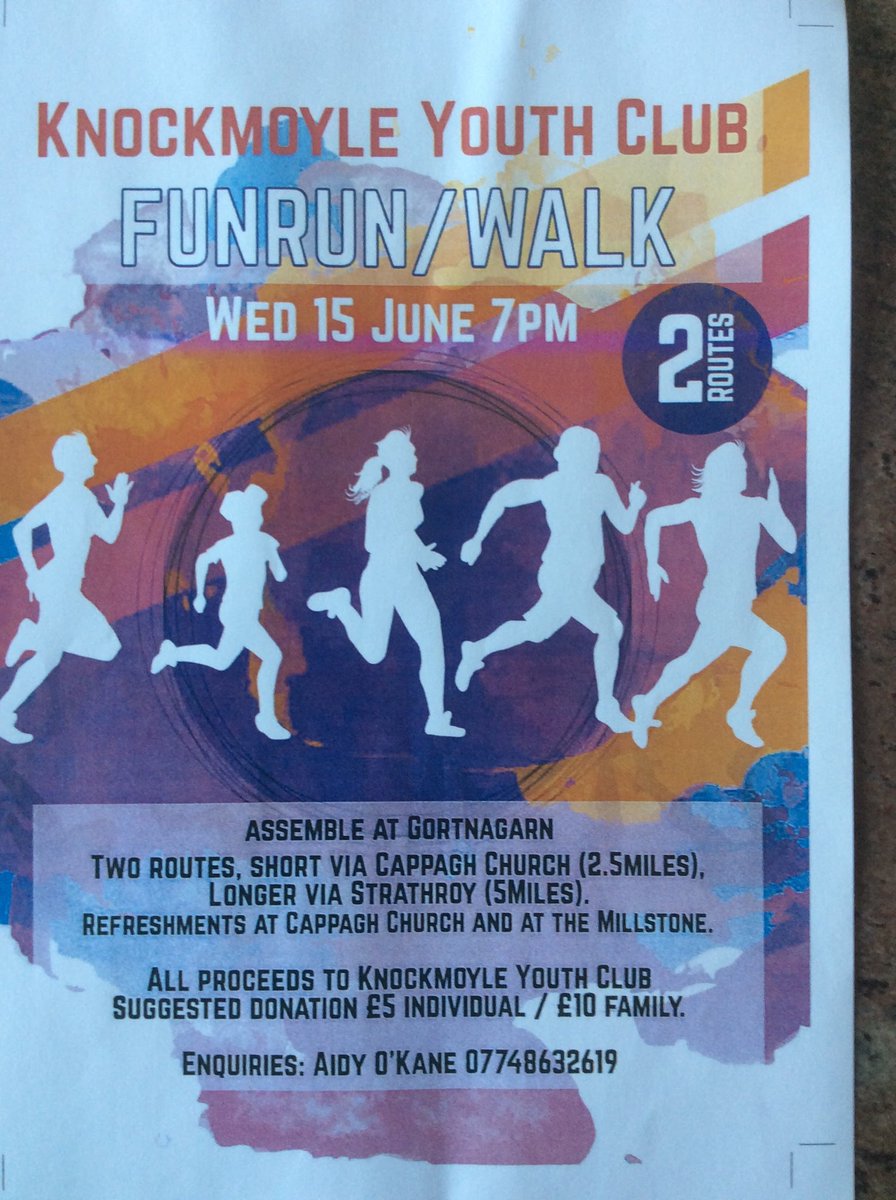 Lilyokane3's tweet photo. Wed 15 June 7pm   Knockmoyle YC FunRun 2.5m/5mile All welcome @miles4matty2016 @RunForEnda @teamtalkmagLIVE https://t.co/DvdL1saPYa
