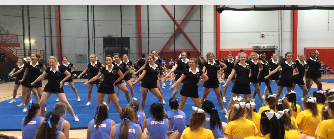 NotreDameCape's tweet photo. ND Cheerleaders are attending Camp at SEMO. Come cheer them on tomorrow at 9am at the Rec Center. #NDCheer https://t.co/7jWdu4Cxwn