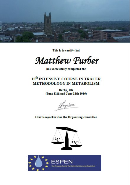 MatthewFurber's tweet photo. Had a great (and very intense) weekend earning this! #LetsGetLabelling #ESPEN #METABOLISM https://t.co/Gg4mznleP9