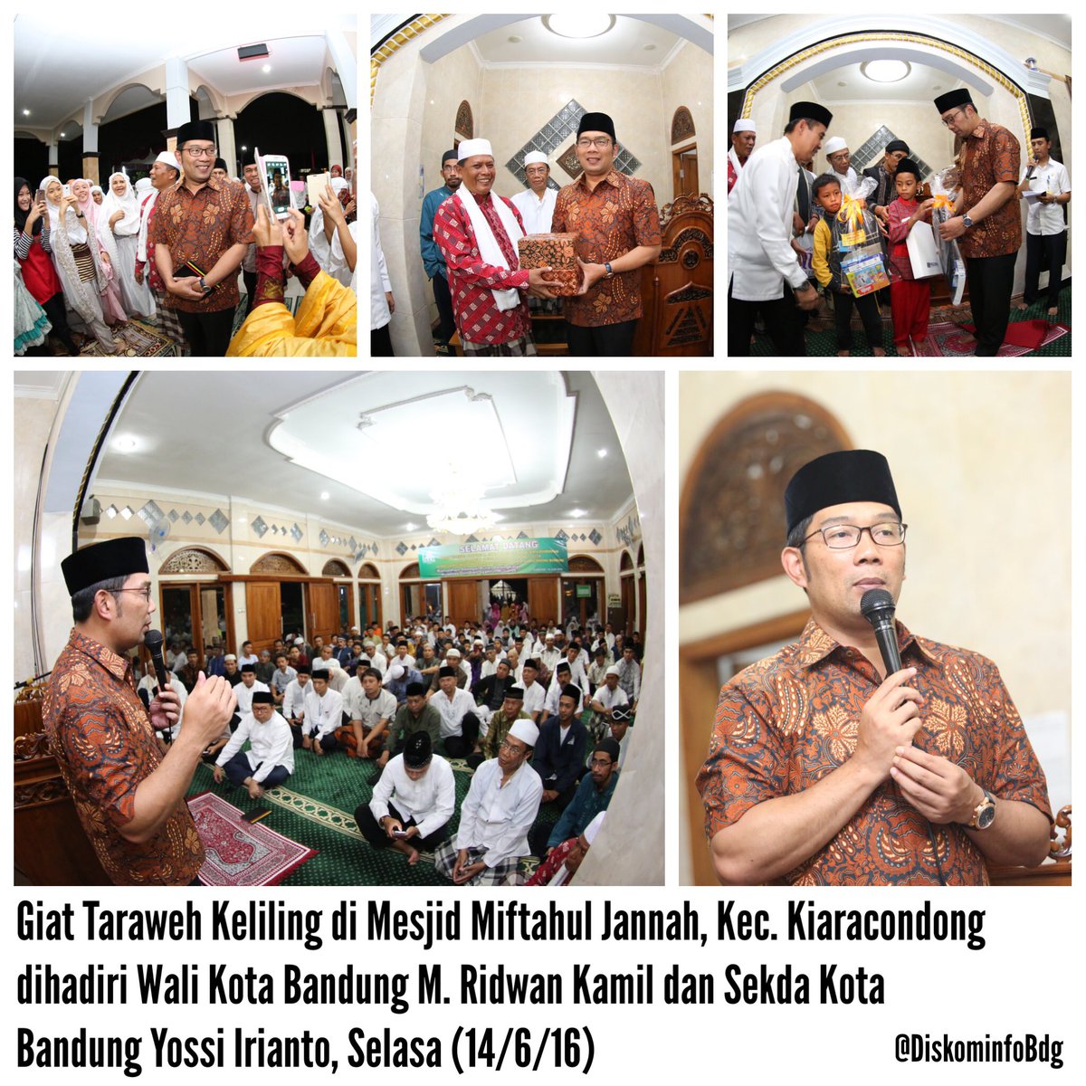 halo_bandung's tweet photo. Taraweh Keliling di Mesjid Miftahul Jannah, Kec. Kiaracondong dihadiri WK Bdg @ridwankamil @yossiirianto  (14/6/16) https://t.co/x37YvYJeAy