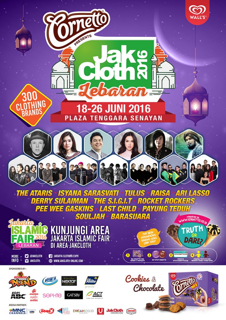 Cornetto present JakCloth Lebaran, 18-26 Juni 2016, Senayan. Jangan lewatkan yg satu ini guys! <a href="/CornettoID/">Cornetto Indonesia</a>