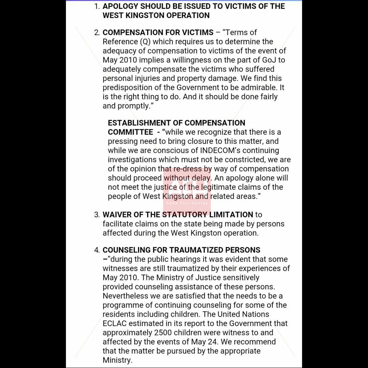 AbkaFitzHenley's tweet photo. JUST IN: Recommendations from W'Kgn Commission of Enquiry that Gov't apologize &amp; compensate victims "without delay" https://t.co/v3ufRYPwto
