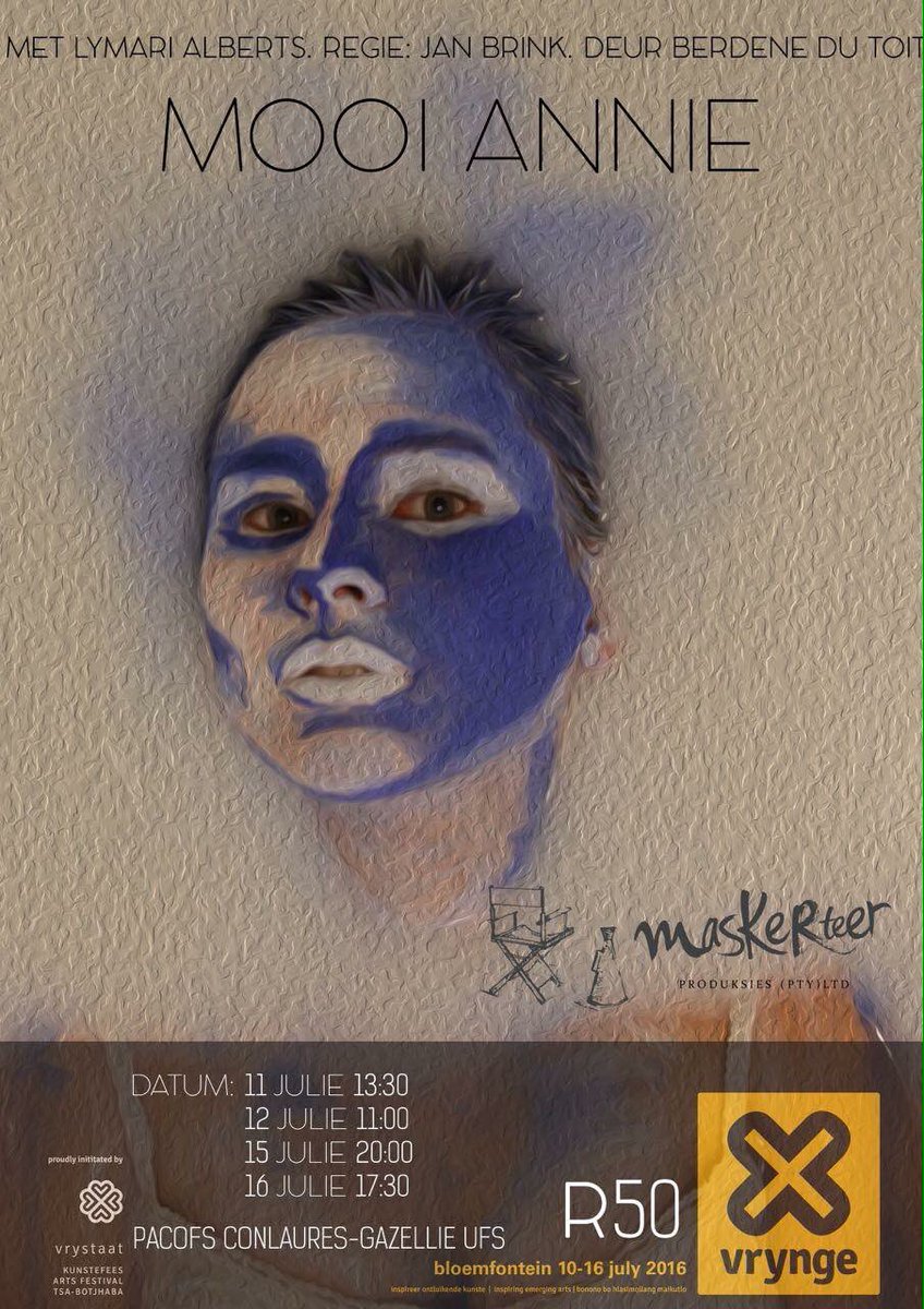 #MooiAnnie is 'n #Vrynge topverkoper! Bespreek daai .<a href="/VSKunstefees/">Vrystaat Kunstefees • Arts Festival • Tsa-Botjhaba</a> kaartjies: computicket.mobi/mobile/event/1…
