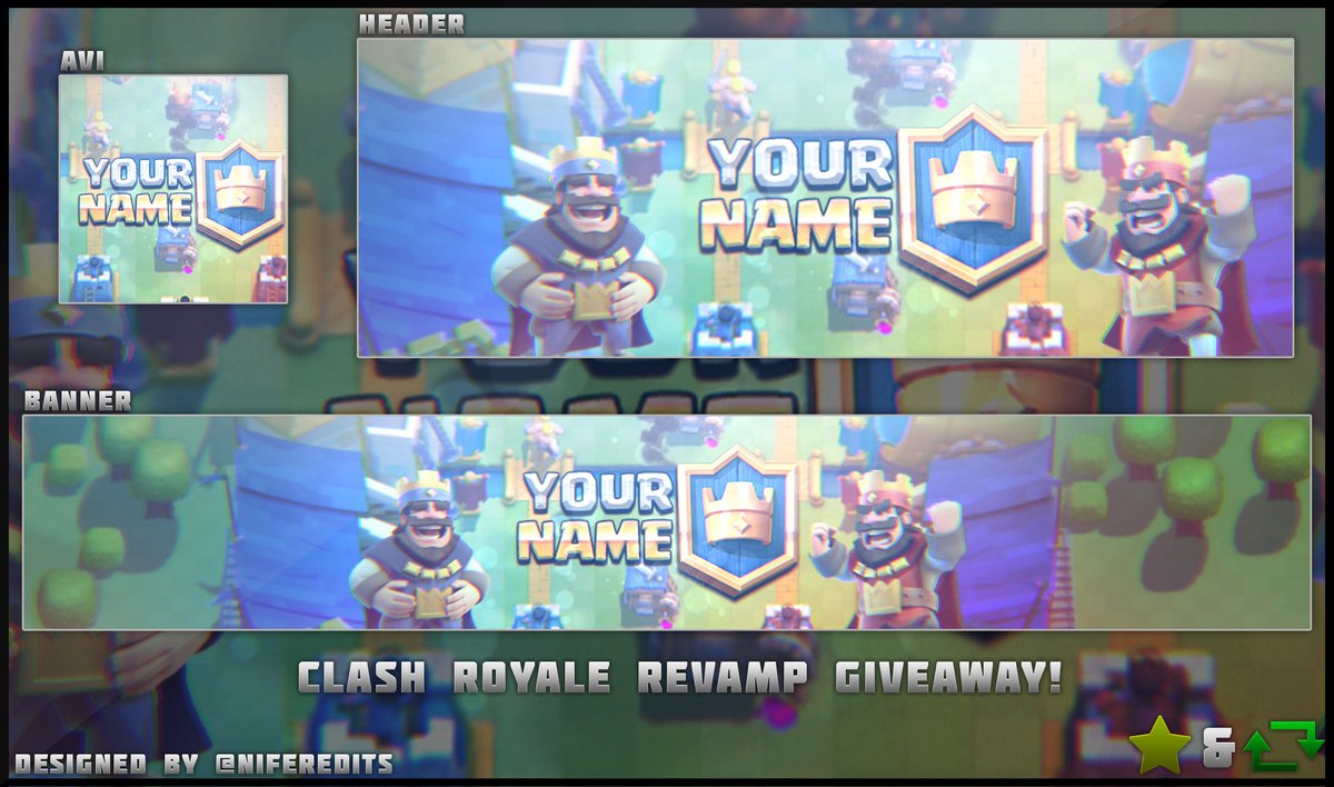 NiferEdits's tweet image. Clash Royale Revamp Giveaway!

To enter:
RT &amp;amp; Like this tweet and follow @NiferEdits

Winner will be chosen 6/16/16