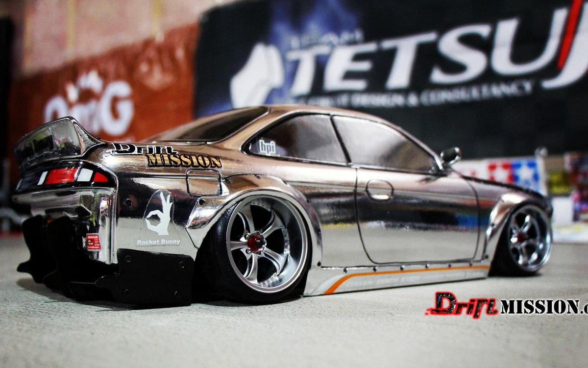 DriftMission's tweet photo. #HPIRacing #RocketBunny Boss V2 #S14  - #DriftMission - Chromed Out Like a BOSS #2! #Pandem #RCDrift #RCDrifting https://t.co/SsabdEfIYe