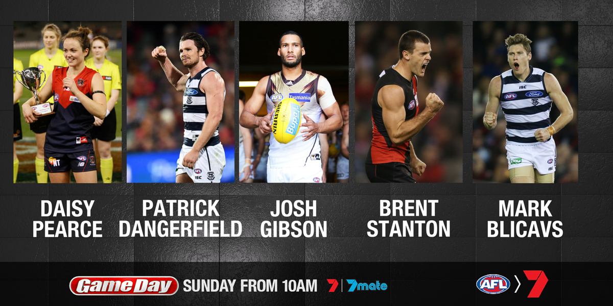7aflgameday's tweet photo. .@GeelongCats fans don't miss @dangerfield35 and @MarkBlicavs this Sunday from 10am! https://t.co/iwwUK9AIhd