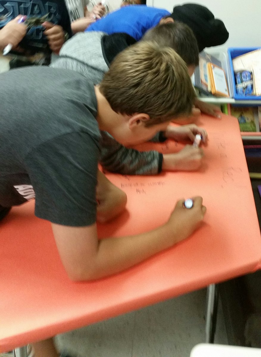 SarahEmilyShah's tweet image. Students eagerly jot down book recommendations for summer reading!  #writeontables #6thgraders #communityofreaders