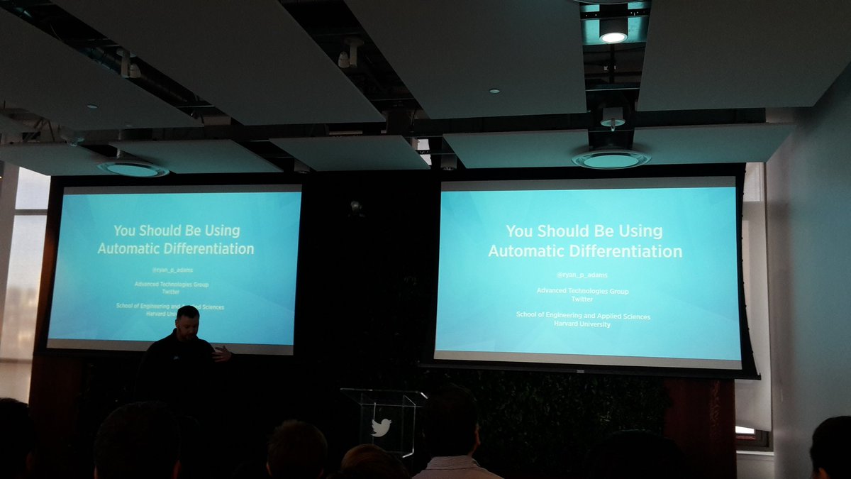 marie_drz_'s tweet image. &quot;You should be using automatic differentiation&quot; by @ryan_p_adams #SFDatascience @twitter