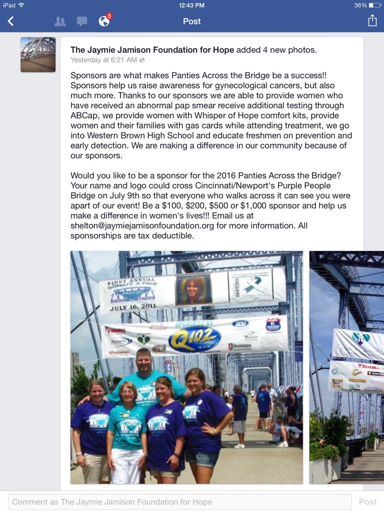 Be a #pantiesacrossthebridge sponsor!!! Ask me how!