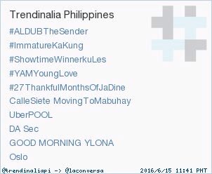 ultim8fangirl's tweet photo. Trending at 6th spot nationwide with almost 20k tweets.

@MyDearWriter thank you again

CalleSiete MovingToMabuhay https://t.co/ymvExf9mHh