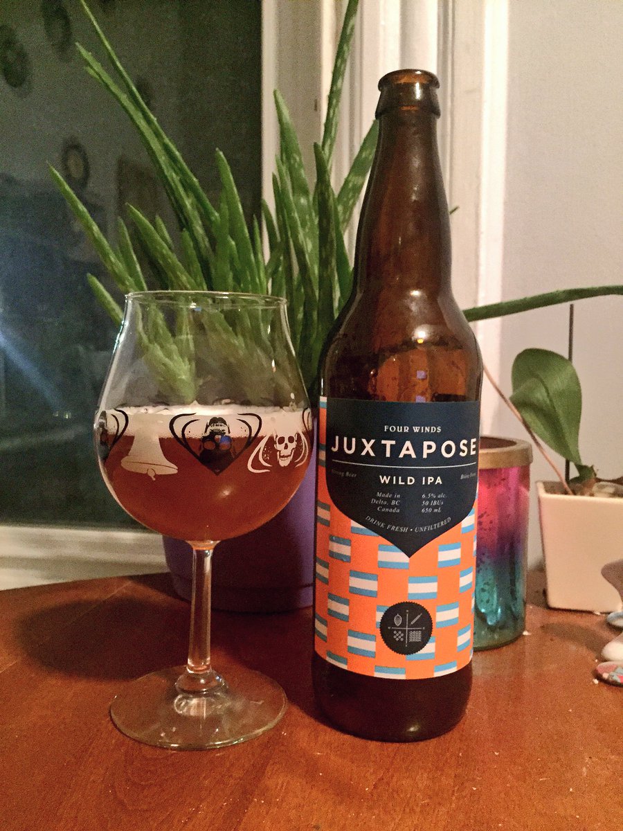 BeerGirlCA's tweet photo. Finally tried @FourWindsBrewCo Juxtapose, Wild IPA. Very enjoyable! Also tried the Nectarous sour while I was in BC. https://t.co/8jNBiYAViZ