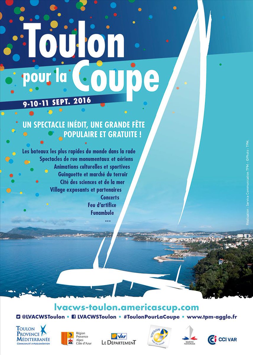 hubertfalco's tweet photo. Dans 100 jours, les 9, 10 et 11 sept, notre territoire accueille l'étape toulonnaise de l'@americascup. #Toulon #TPM https://t.co/BXQh79Ry8u