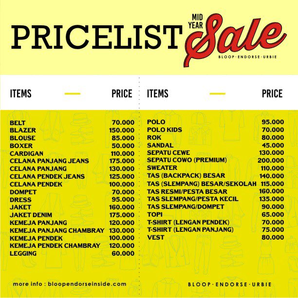 bloopendorse's tweet photo. Price list Mid Year #SALE BloopEndorseUrbie: https://t.co/cU4WGOhYxn
