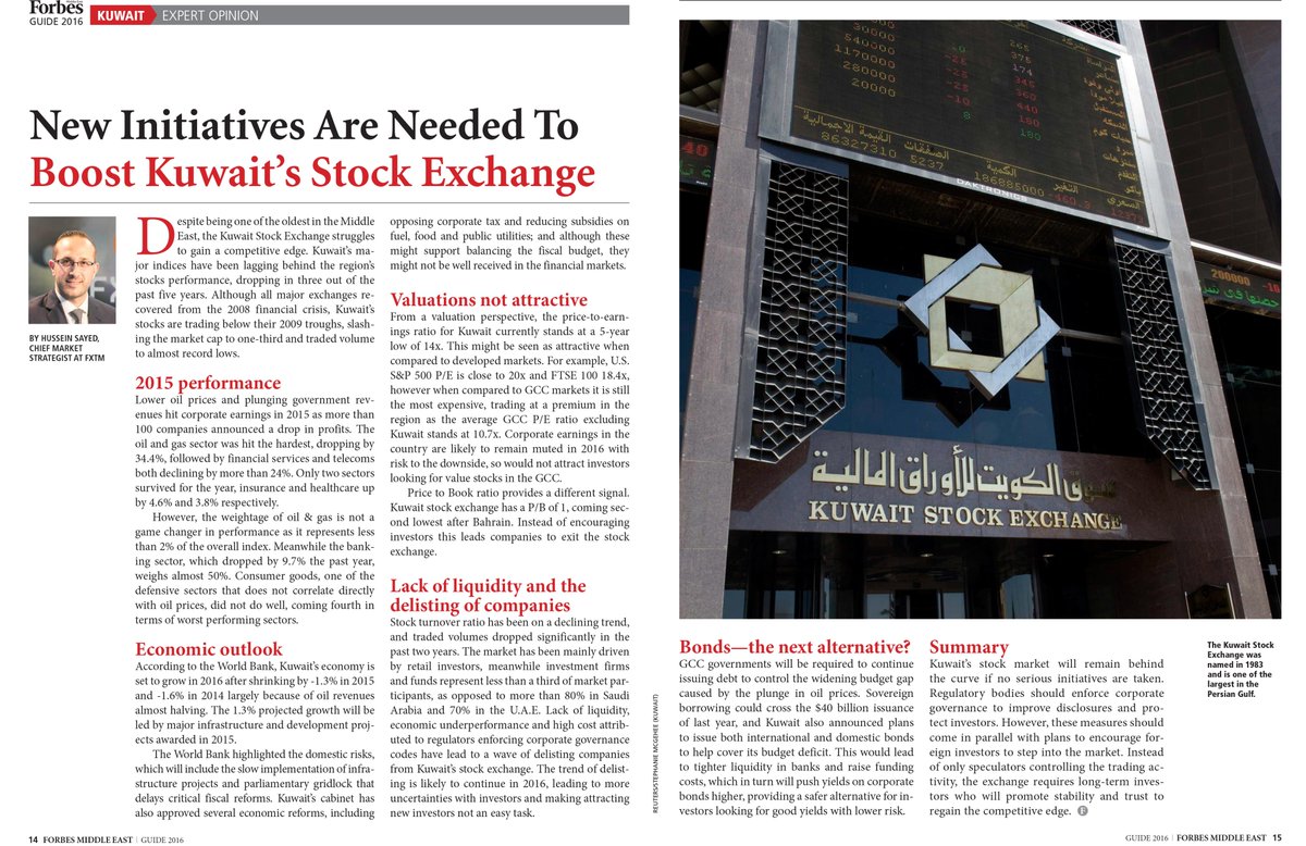 fxtmglobal's tweet photo. Read FXTM's Chief Market Strategist's, @husseinsayyed FORBES Middle East Expert Opinion on #KuwaitStockExchange! https://t.co/VBNqFomVVb
