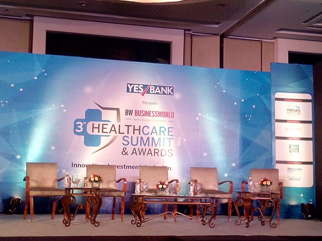 Paras_Health's tweet photo. The stage is set for the 3rd Health Care Summit &amp; Awards @thegranddelhi @BWorldOnline @bwhealthcare https://t.co/i2j6h8VYet