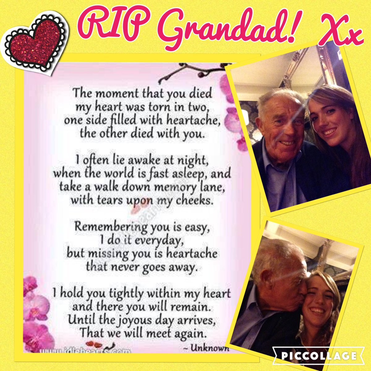A year ago today my grandad passed away. Always loved and never forgotten. Your one in a million grandad! Xx