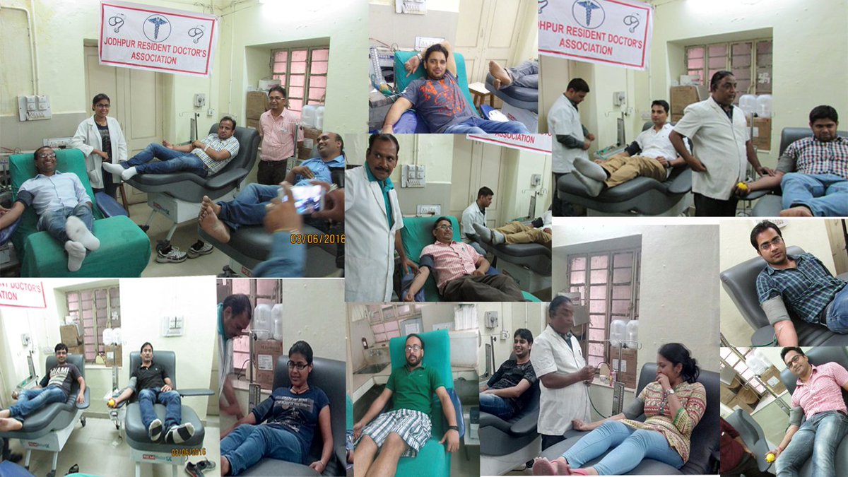 jard_jodhpur's tweet photo. residents doctors donating blood during strike period, still bringing lives back to power #salute #savedoctors https://t.co/nBrfBcYaoc