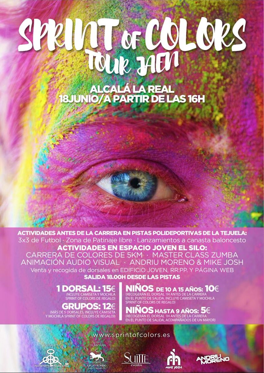 alcalajuventud's tweet photo. El Área de Juventud de Alcalá la Real, organiza la SPRINT OF COLORS, el próximo 18 de Junio. ¿Te lo vas a perder? https://t.co/GnJtf9tfF4