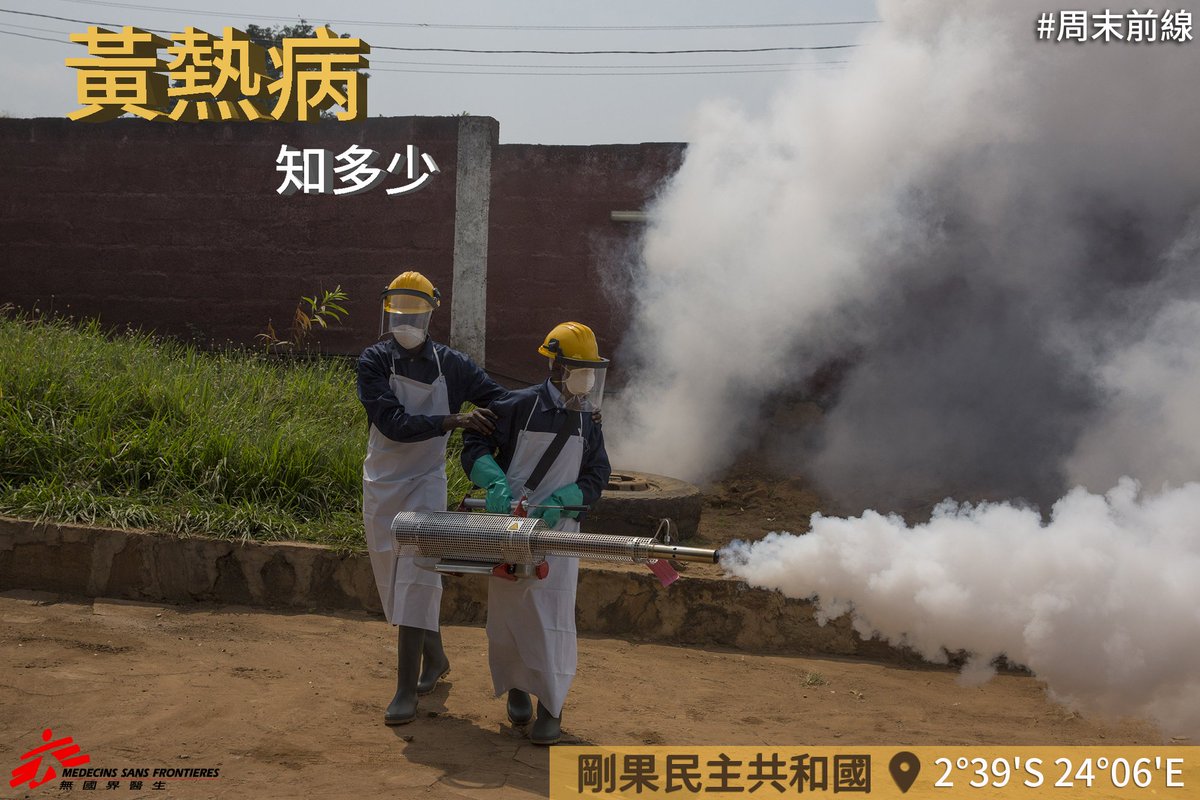 #周末前線 – 甚麼是 #黃熱病 ？是由病毒引起的一種出血熱，病毒經伊蚊傳播。目前對黃熱病並無針對性治療方法，治療只是透過控制症狀來戰勝病魔，而接種疫苗則是最有效的預防方法。#MSF
msf.hk/news/17011
