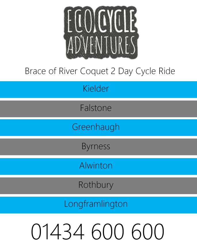 EcoCAdventures's tweet photo. Route: Brace of the River Coquet 2 Day Cycle Ride
#BoostHexham #Hexham #Cycling #Northumberland https://t.co/yL4CyOBCgP