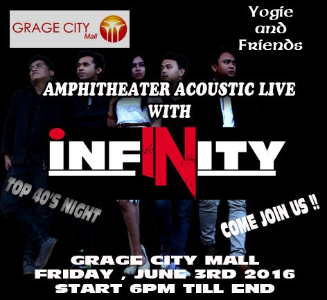 Infinityband23's tweet photo. Tonight , amphitheater Grage city Mall with INFINITY @gragecitymall2 @yogiefriends @yogiepermana https://t.co/X601lmGzVQ