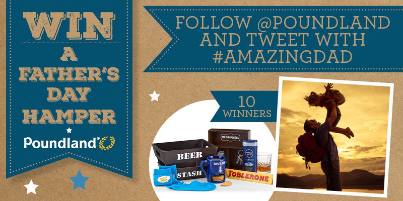 Poundland's tweet photo. #WIN 1 of 10 Father's Day hampers! Follow + RT with #AmazingDad to enter. t&amp;c: https://t.co/lVAnPhncft https://t.co/FpigeYgZ0y