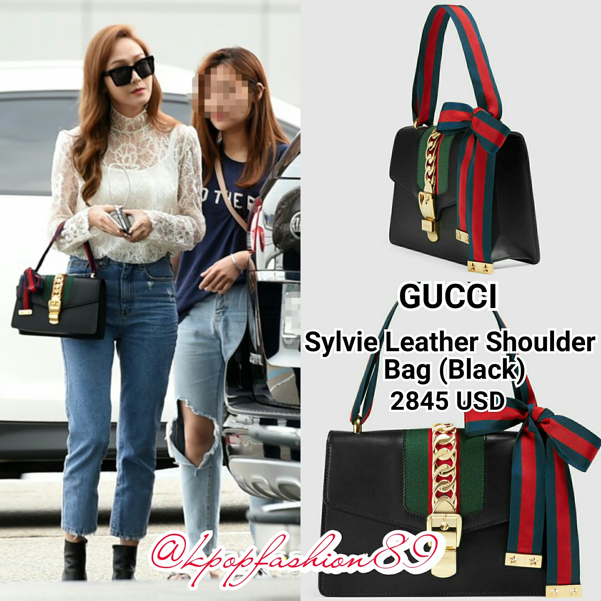airport fashion on X 160603 JessicaJung GUCCI Sylvie Leather Shoulder Bag Black https t Saz4VH8nE0 airportfashion https t RG7RJAyzx7 X