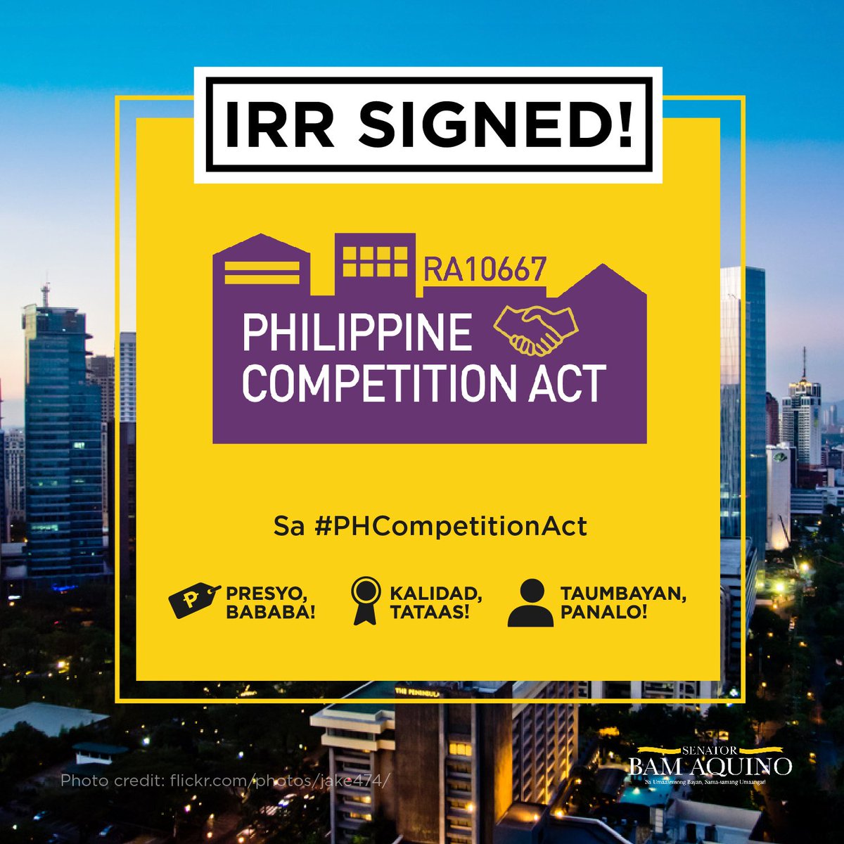 bamaquino's tweet photo. Bam Aquino commends signing of IRR for #PHCompetition Act. via @inquirerdotnet https://t.co/BAsskuBzlA [TeamBam] https://t.co/8QK8tvrPCb