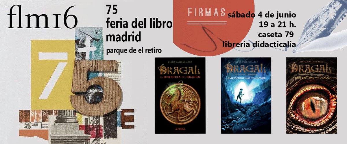 #Dragal <a href="/AnayaInfantil/">Anaya Infantil</a> en la <a href="/FLMadrid/">Feria del Libro de Madrid</a>. Sábado 4, encuentro dragaliano y firmas en <a href="/didacticalia/">Didacticalia</a> (caseta 79, 19-21h)