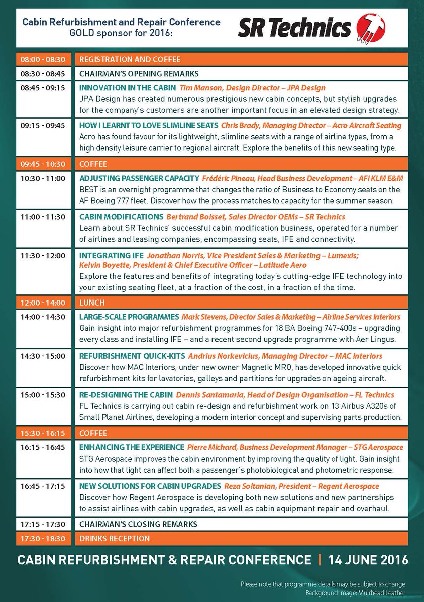 PWBC19's tweet photo. Here's our programme.... take a look and then book your place today! https://t.co/muYzC6OcOf #CRRC #CabinMRO https://t.co/Vynjz8SiWy