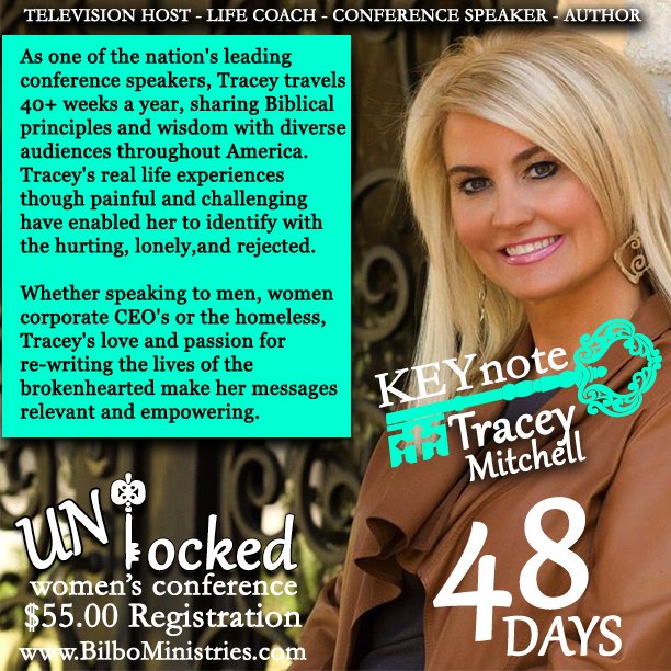 BeverlyBilbo's tweet photo. 48 DAYS until #Unlocked2016 #WomensConference #Louisiana Keynote Speaker:@TraceyMitchell1 https://t.co/qGHfiN9k5n https://t.co/PSp3STiuor