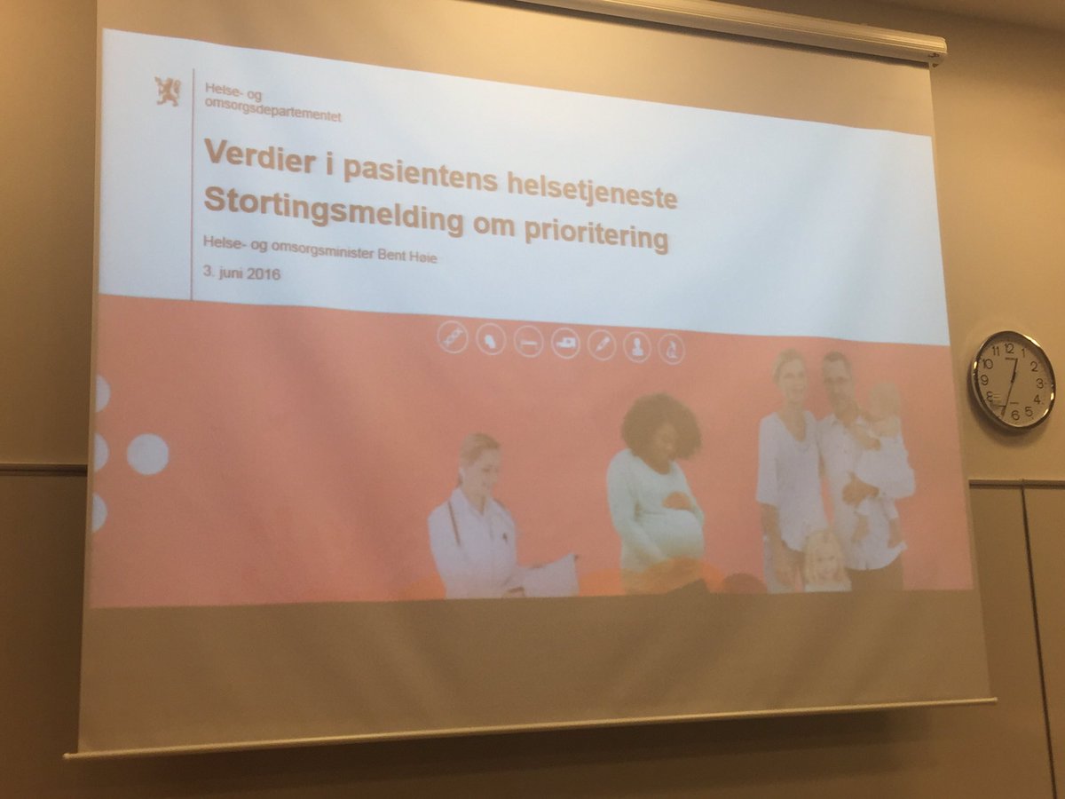 Høie presenterer #prioriteringsmeld. Nytte, ressurser og alvor er kriteriene. Godt utg punkt @BentHHoyre <a href="/Helsedir/">Helsedirektoratet 🇸🇯 Directorate of Health</a>