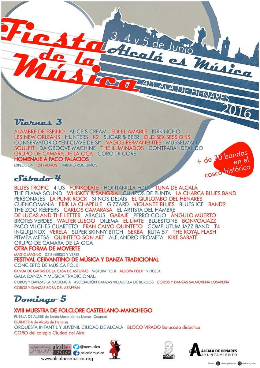 Hoy comienza la #FiestaDeLaMusica +80 actuaciones +info bit.ly/245DCTZ <a href="/culturalcala1/">CulturAlcala</a> <a href="/aguamayo/">martin ovalle</a> <a href="/CHdP_Blog/">C&HdP Blog</a>