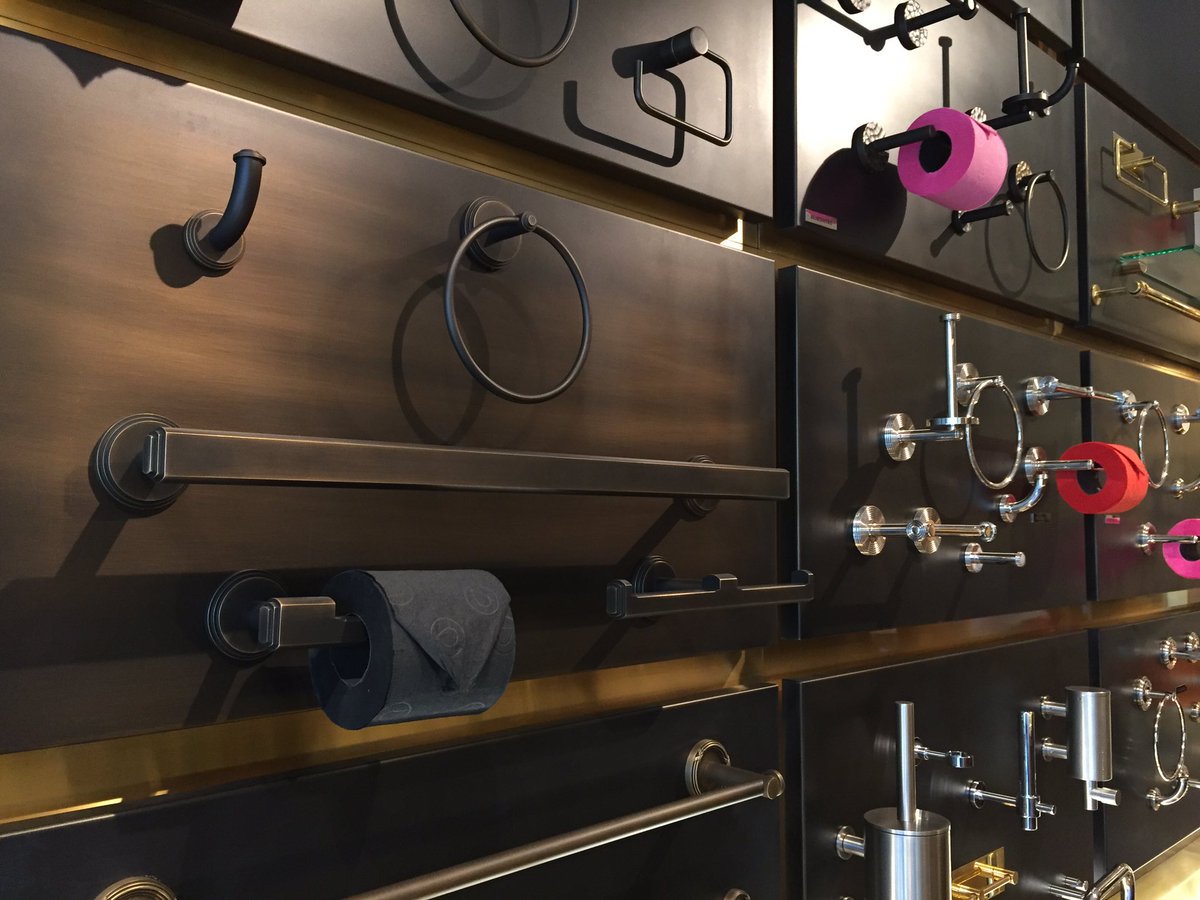 Beardmore1860's tweet photo. Bronze bathroom furniture with coloured loo roll in our Fulham road showroom. #madeinengland #handmade #beardmore https://t.co/yRWgTtkzZU