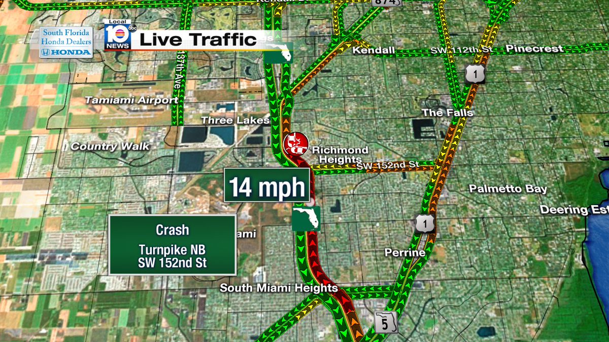 Crash on Turnpike NB & SW 152nd St  #TRAFFIC #MIAMI https://t.co/52nwbiWrwz