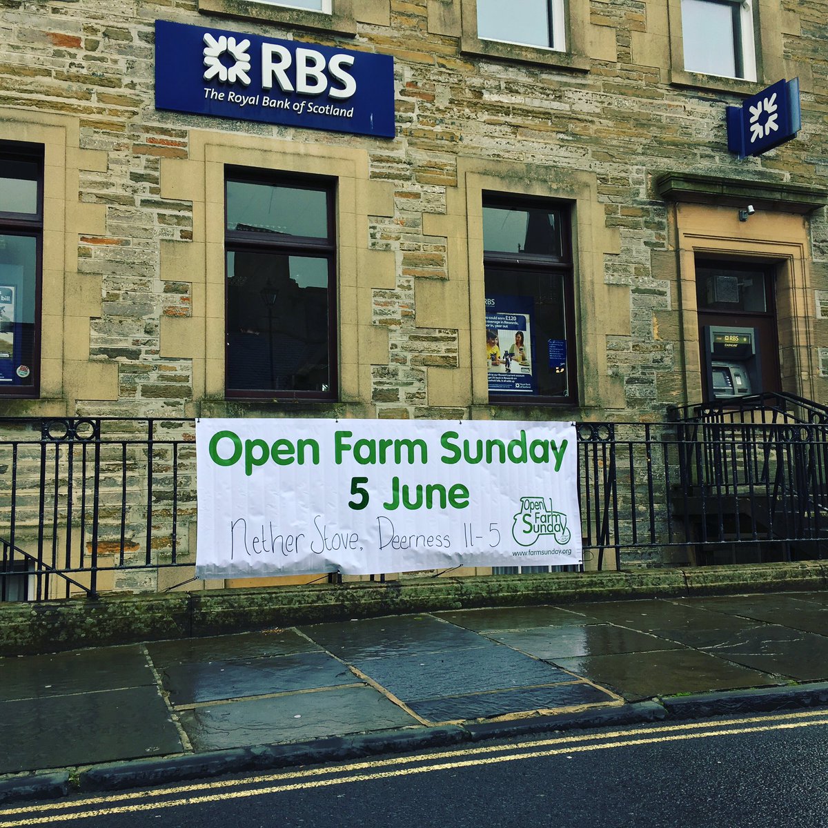 OrkneyBuffalo's tweet image. Not long now @OpenFarmSunday thanks for use of your railings @RBSGroup #bestbranch #Kirkwall #Orkney #Farmlife