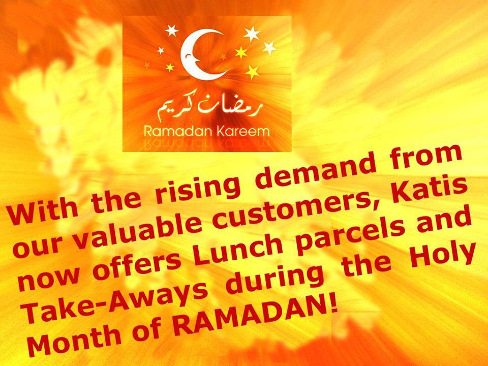 KatisRestaurant's tweet photo. Katis to deliver Parcels and Take-Aways during Lunch Time (for non-muslims), during the Holy Month of Ramadan 2016. https://t.co/rUfrnu00cF